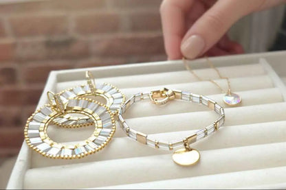 Glow Line Bracelet – Minimal Miyuki Tila Bracelet with Gold Details