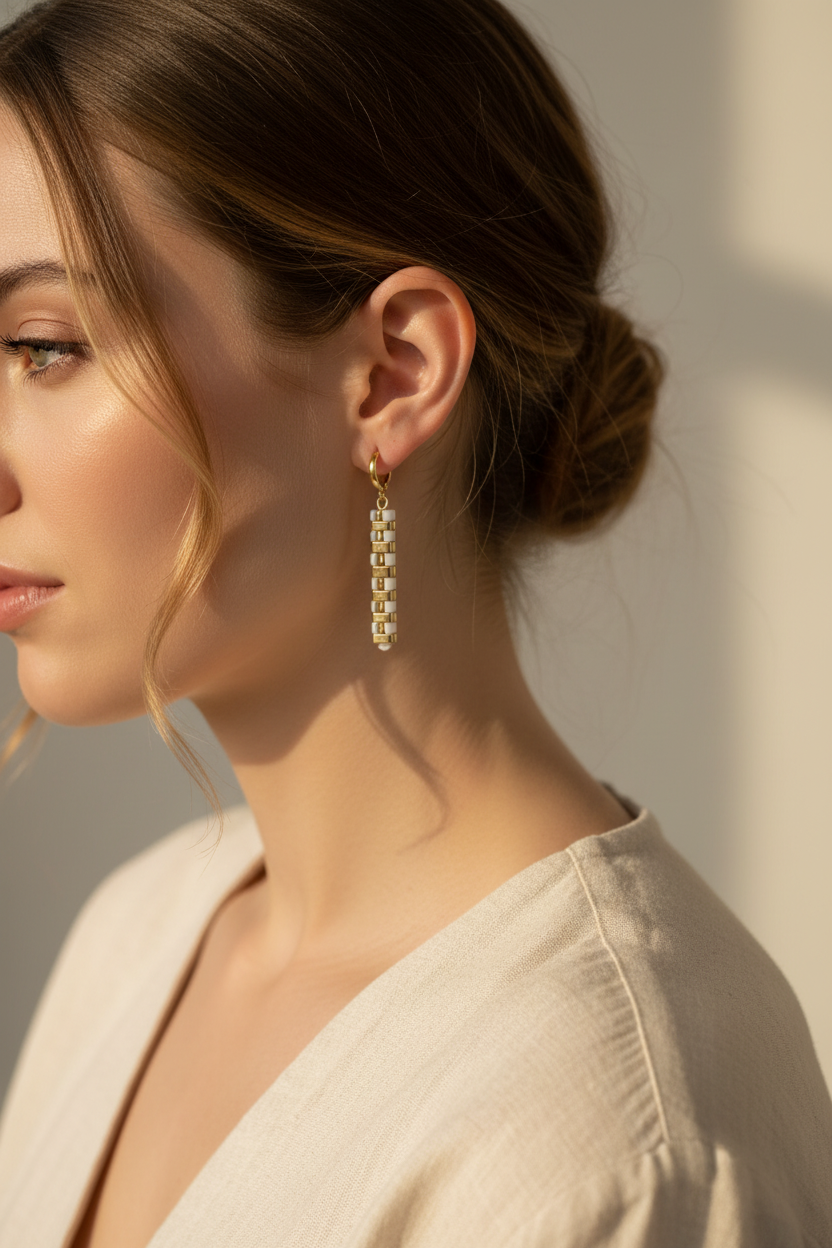 Ivory Line Drop Earrings