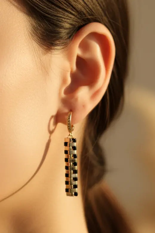 Noir Line Drop Earrings