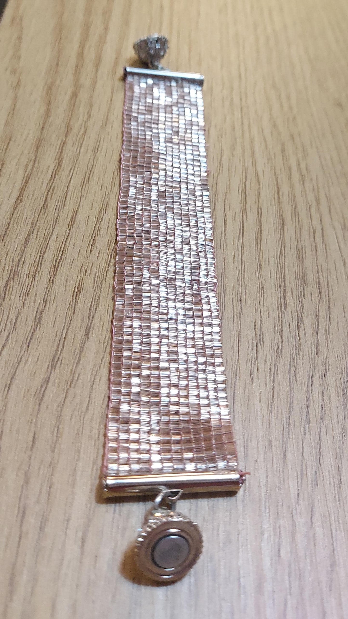 Blush Crystal Luxe | Handwoven TOHO Beaded Cuff Bracelet with Rhinestone Magnetic Clasp