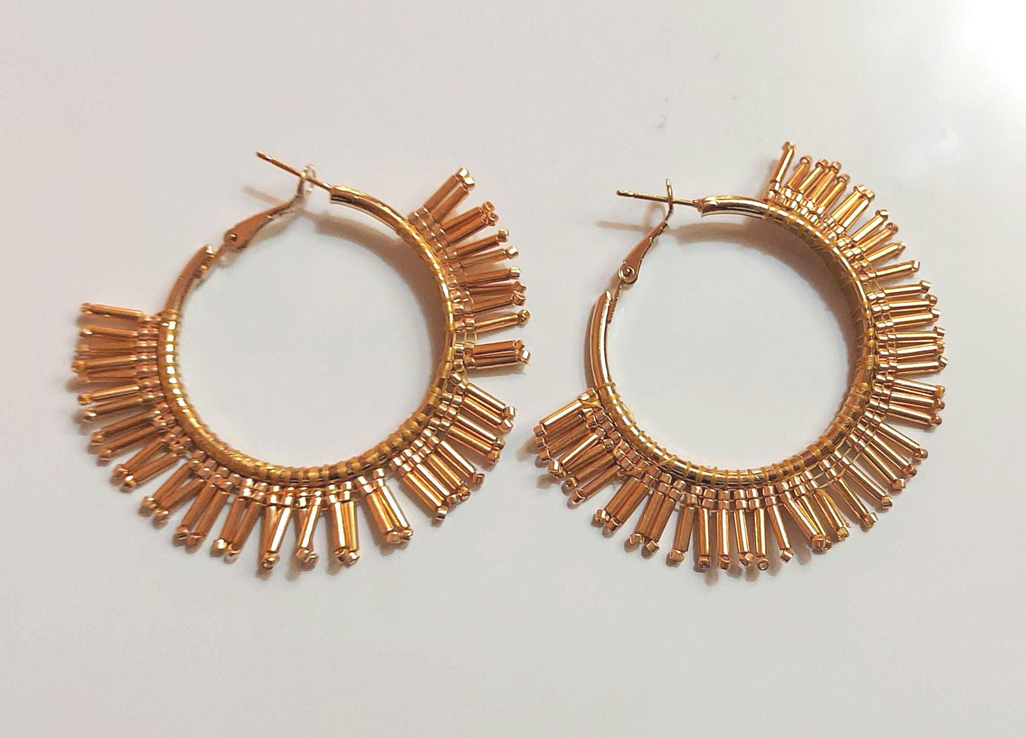 Miyuki Seed Bead Fringe Earrings, Handwoven Japanese Drop Earrings, Modern Minimal Statement Jewelry