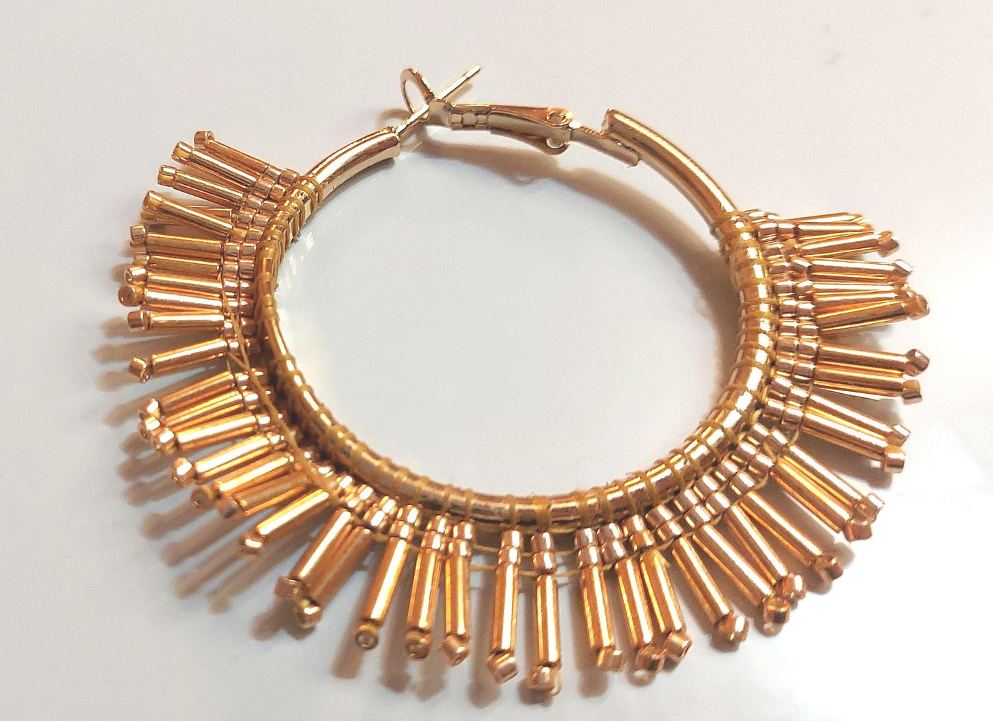 Miyuki Seed Bead Fringe Earrings, Handwoven Japanese Drop Earrings, Modern Minimal Statement Jewelry