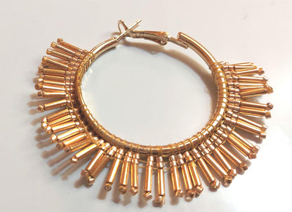 Miyuki Seed Bead Fringe Earrings, Handwoven Japanese Drop Earrings, Modern Minimal Statement Jewelry