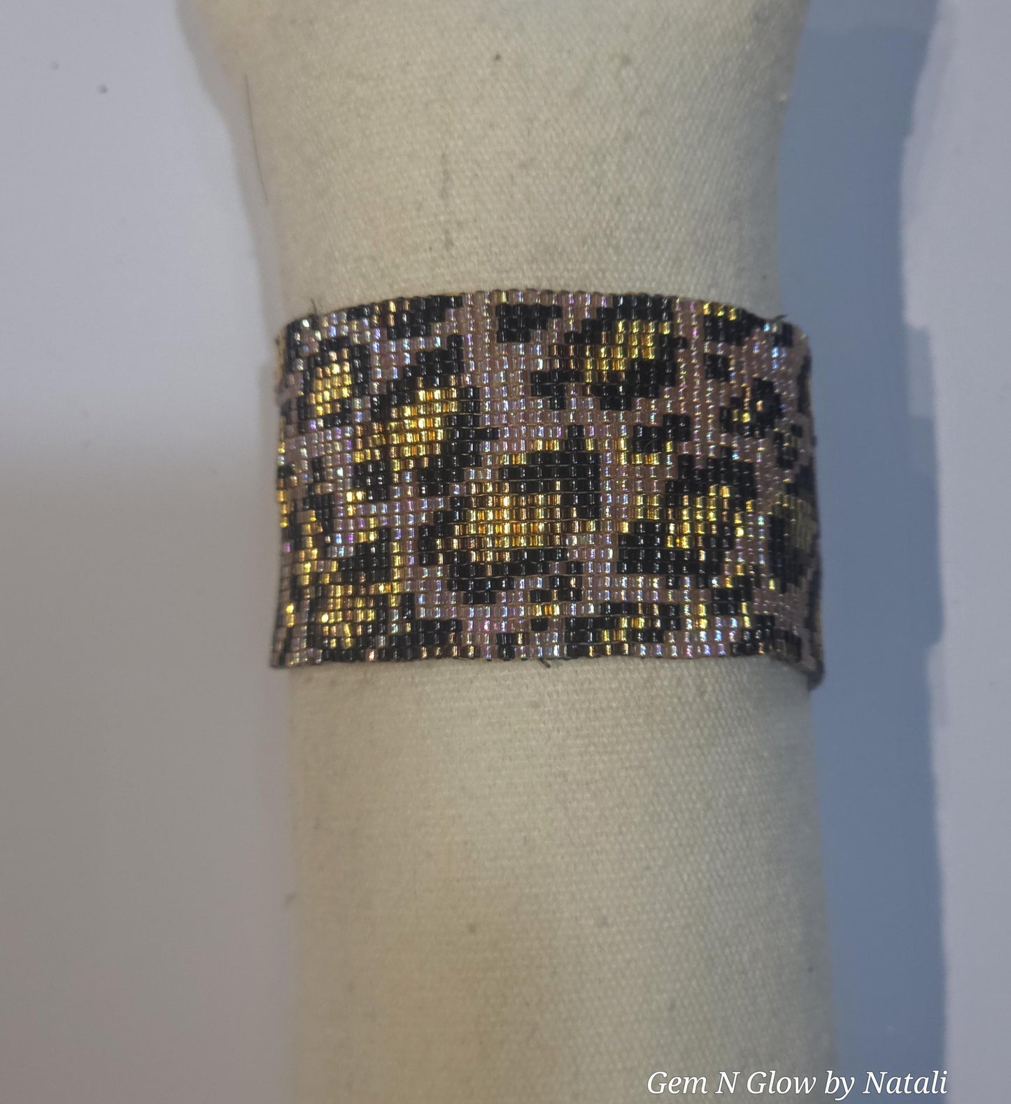 Leopard Beaded Cuff Bracelet | Handwoven Miyuki Animal Wristband | Wild Pattern Beaded Jewelry