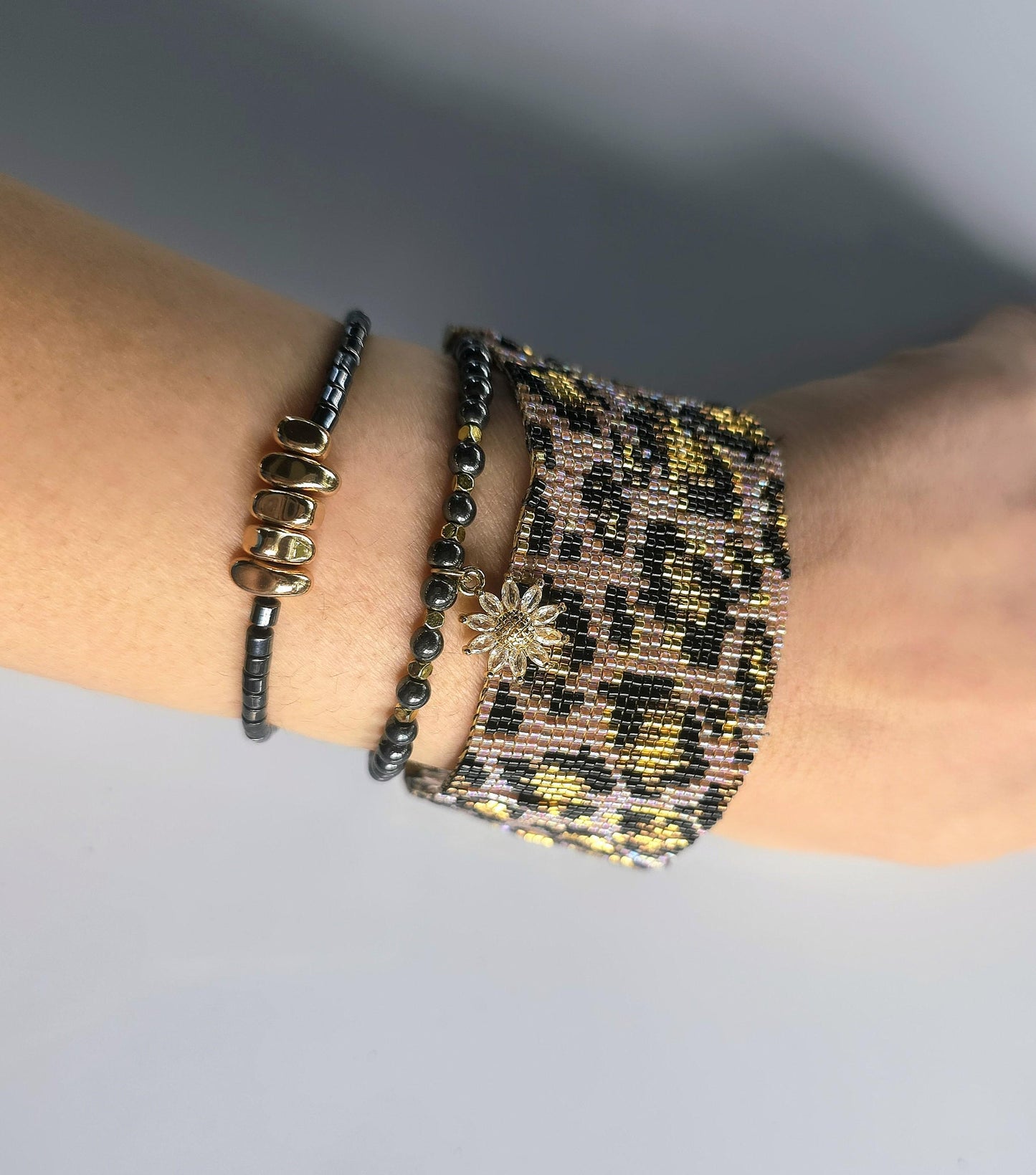 Leopard Beaded Cuff Bracelet | Handwoven Miyuki Animal Wristband | Wild Pattern Beaded Jewelry