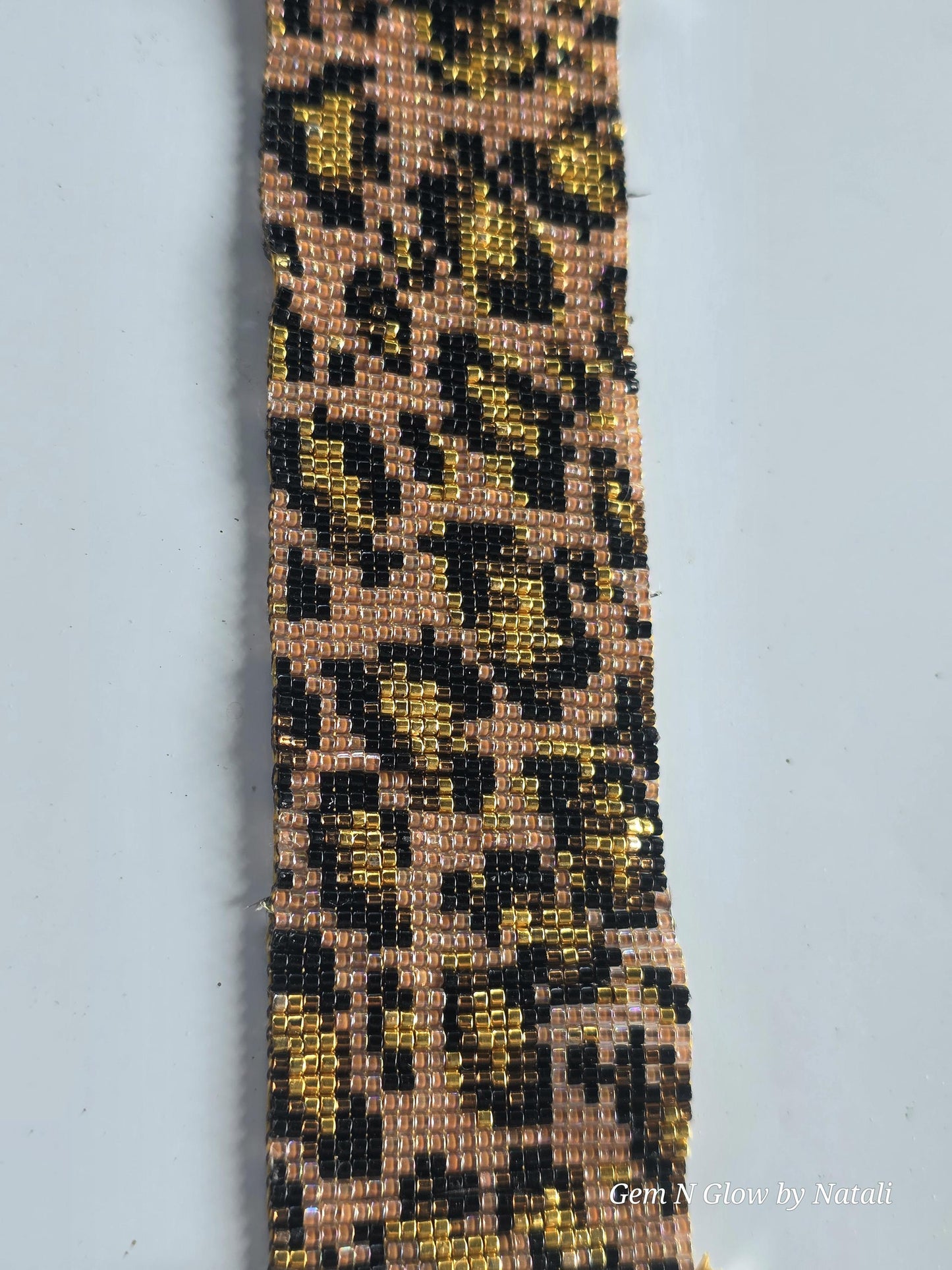 Leopard Beaded Cuff Bracelet | Handwoven Miyuki Animal Wristband | Wild Pattern Beaded Jewelry
