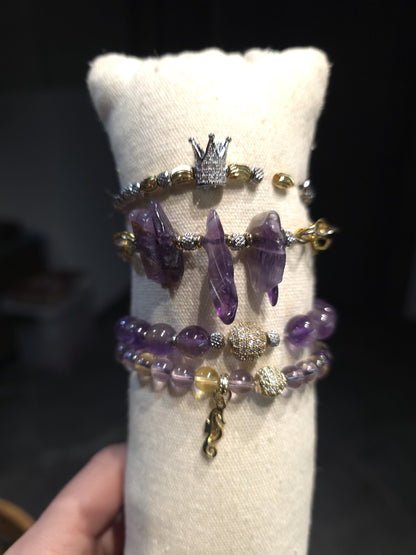 February Birthstone Amethyst Bracelet | Spiritual Healing Crystal Jewelry for Women | Protection & Emotional Balance