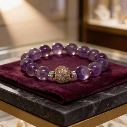 February Birthstone Amethyst Bracelet | Spiritual Healing Crystal Jewelry for Women | Protection & Emotional Balance