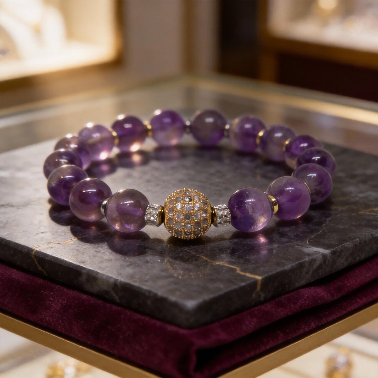 February Birthstone Amethyst Bracelet | Spiritual Healing Crystal Jewelry for Women | Protection & Emotional Balance