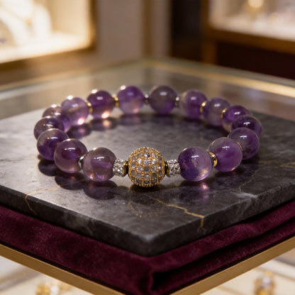February Birthstone Amethyst Bracelet | Spiritual Healing Crystal Jewelry for Women | Protection & Emotional Balance