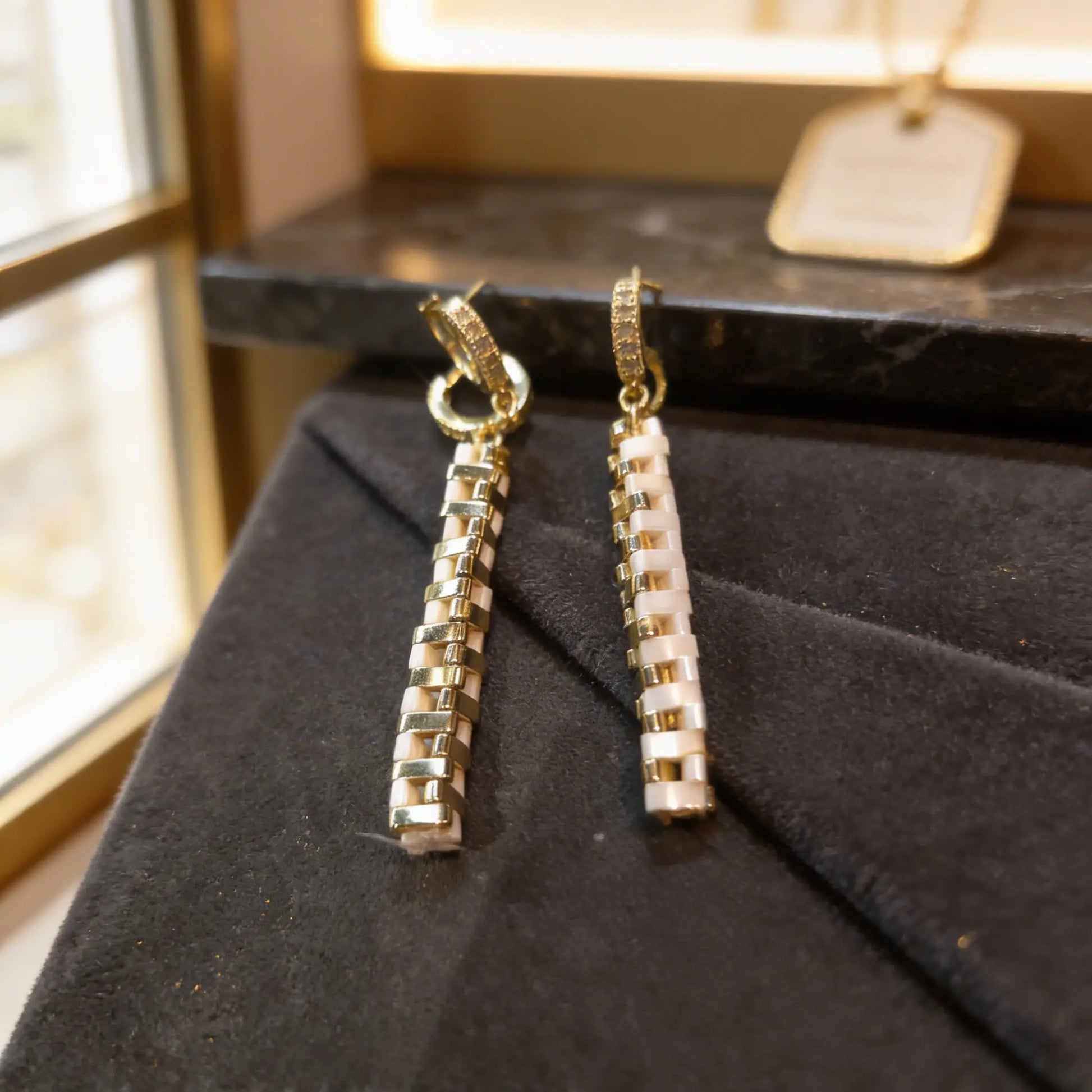 Ivory Line Drop Earrings - Gemnglow
