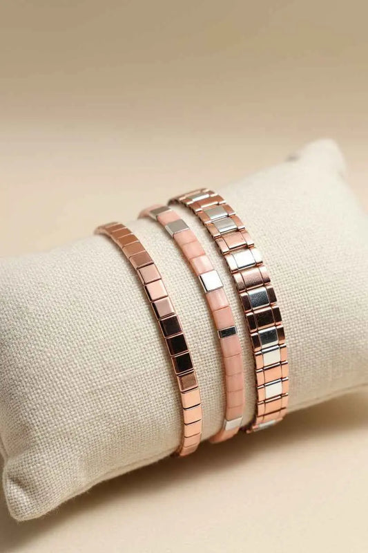 Rose Gold Bracelet Stack – Miyuki Beaded Bracelets Set | Minimalist Jewelry | Gem N Glow by Natali