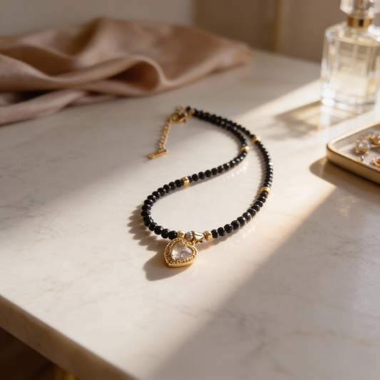 Onyx Heart Glow Necklace Gem N Glow by Natali