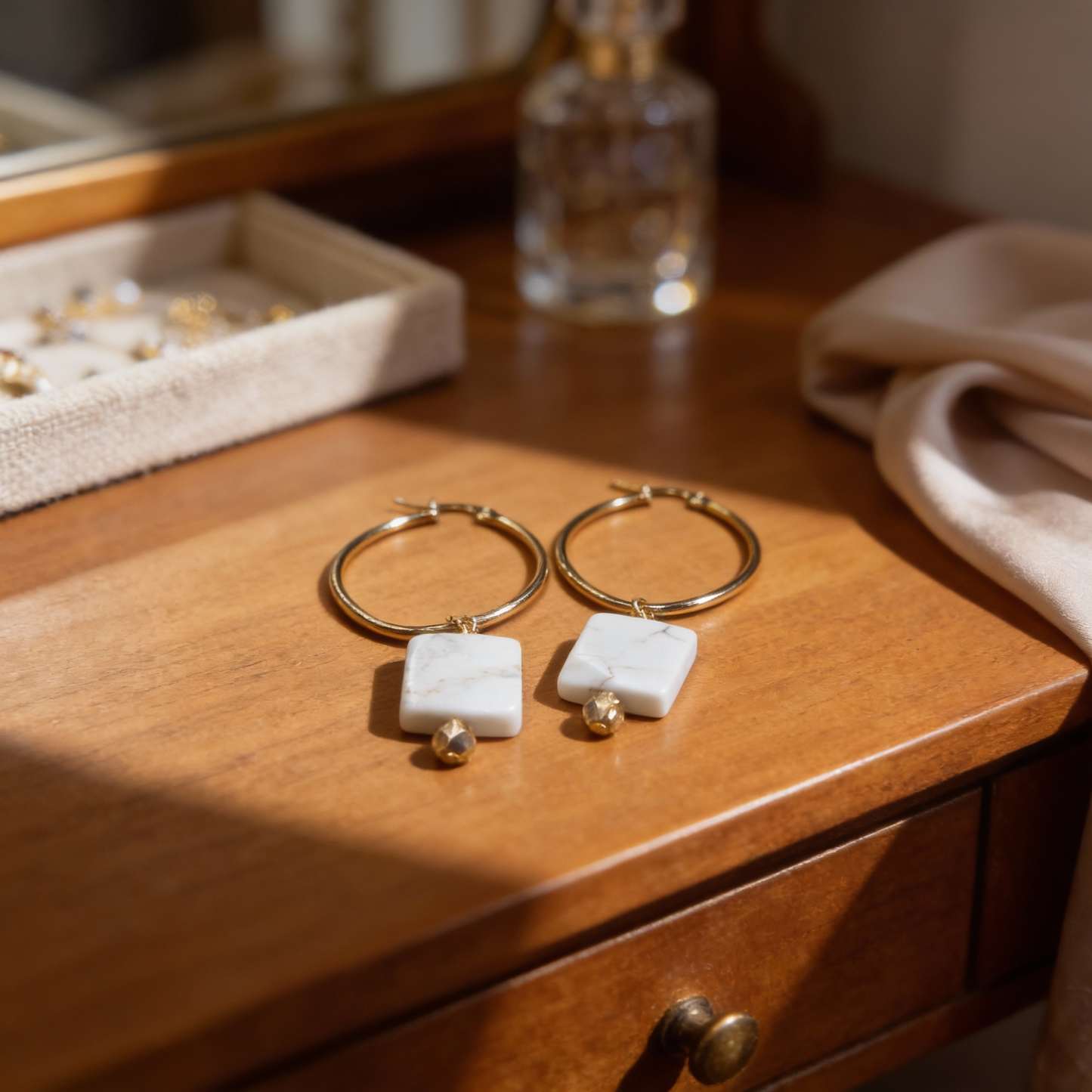 Howlite Glow Hoop Earrings