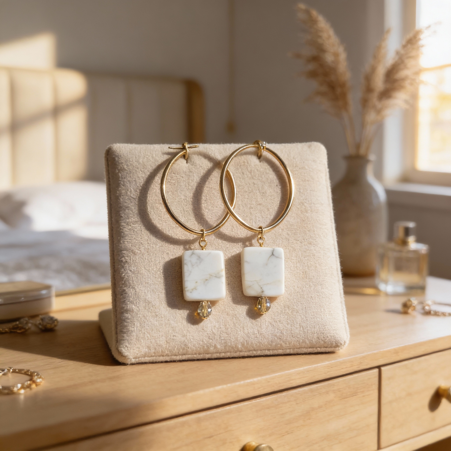 Howlite Glow Hoop Earrings
