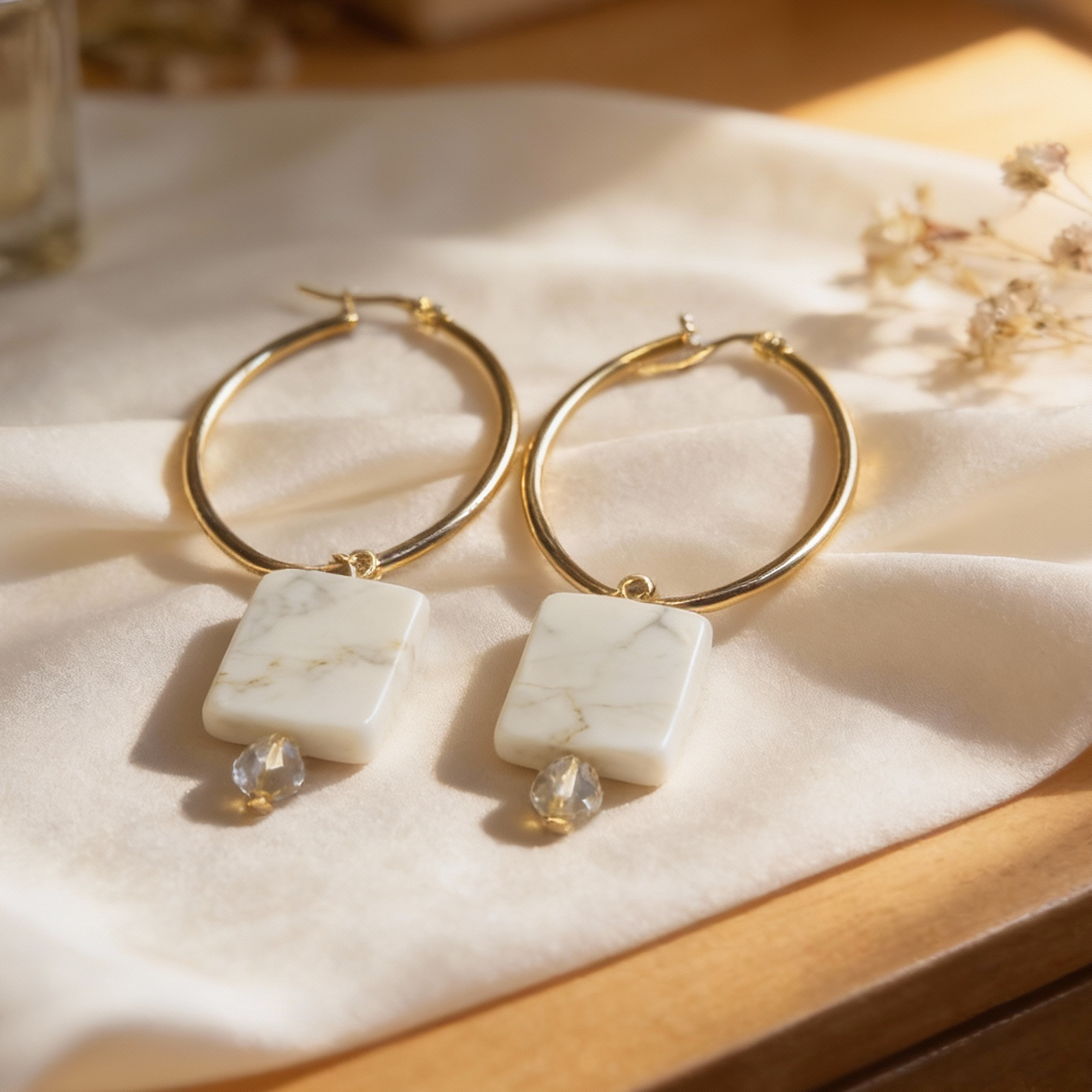 Howlite Glow Hoop Earrings