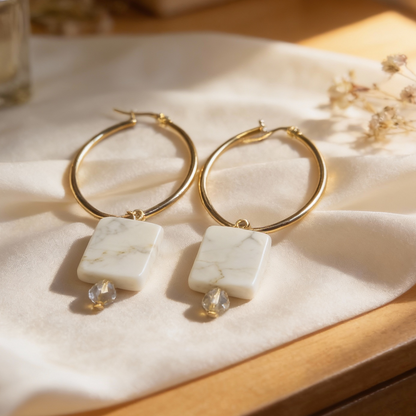Howlite Glow Hoop Earrings