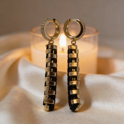 Noir Line Drop Earrings - Gemnglow